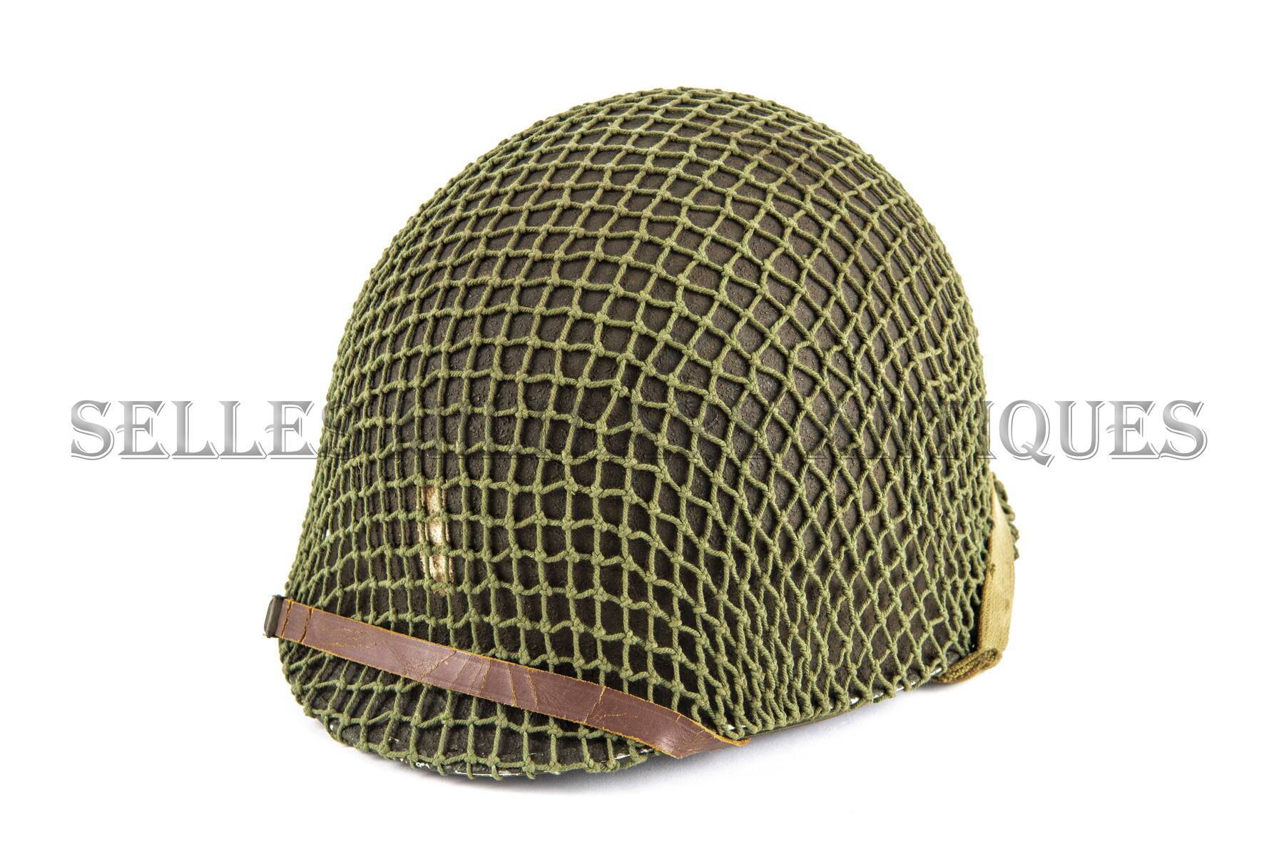 Casque M1 Lieutenant et sous-casque ETO Normandie et filet US (1).JPG