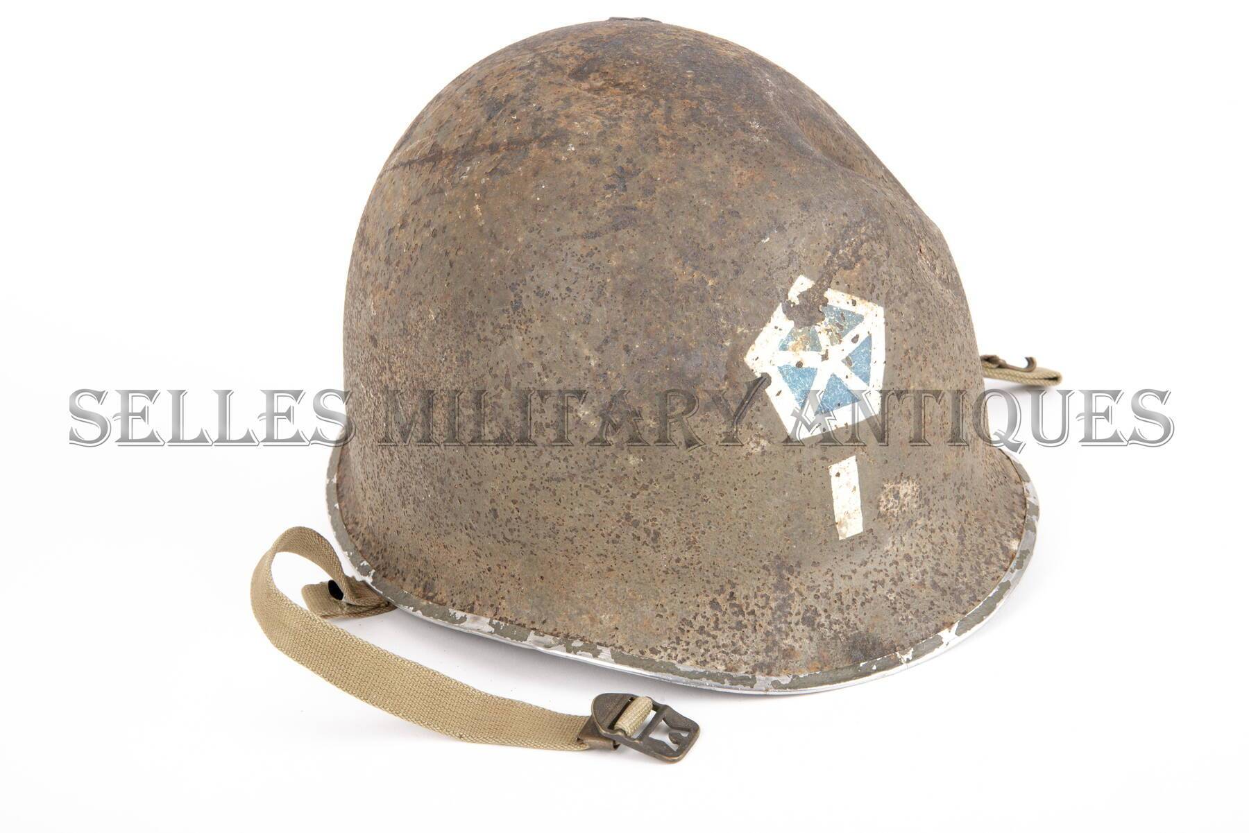 Casque M1 officier 5eme Army Corps attaches fixe Normandie US (1)