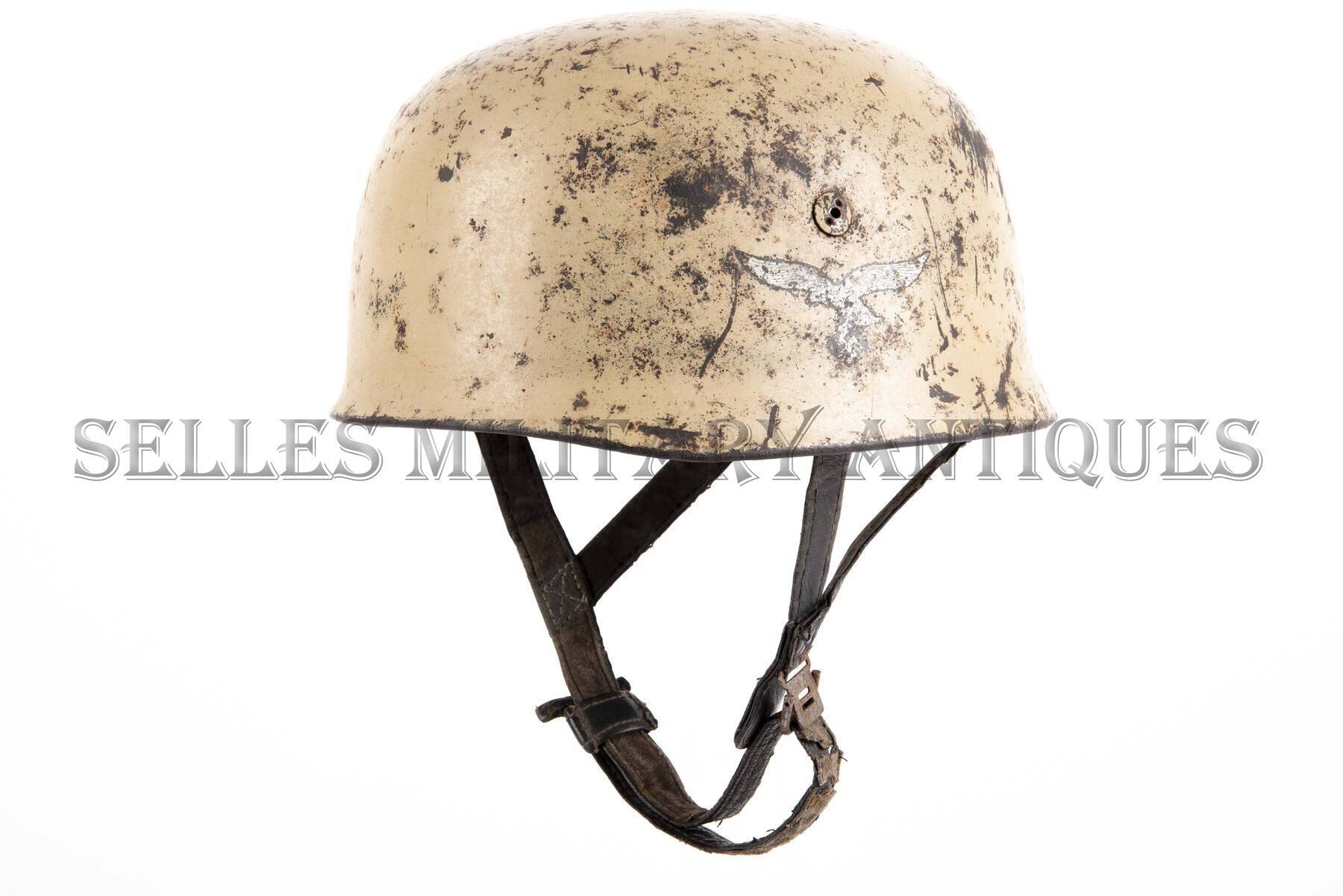 Casque M38 camouflé sable LW parachutiste Normandie Allemand (1)