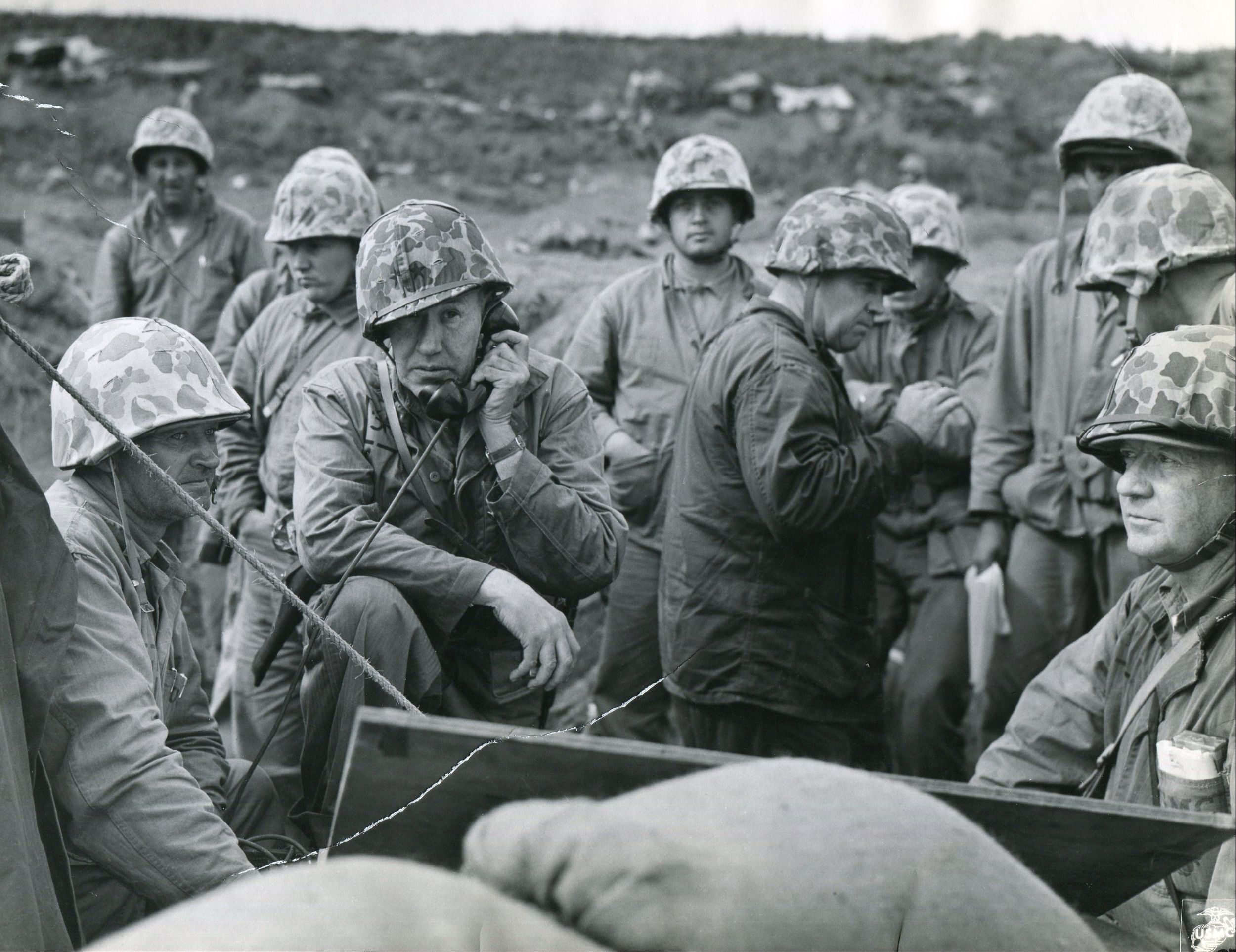 Fifth_Marine_Division_Command_Post,_Iwo_Jima,_1945_resized