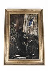 Tableau peinture huile parachutistes SAS francais (1)