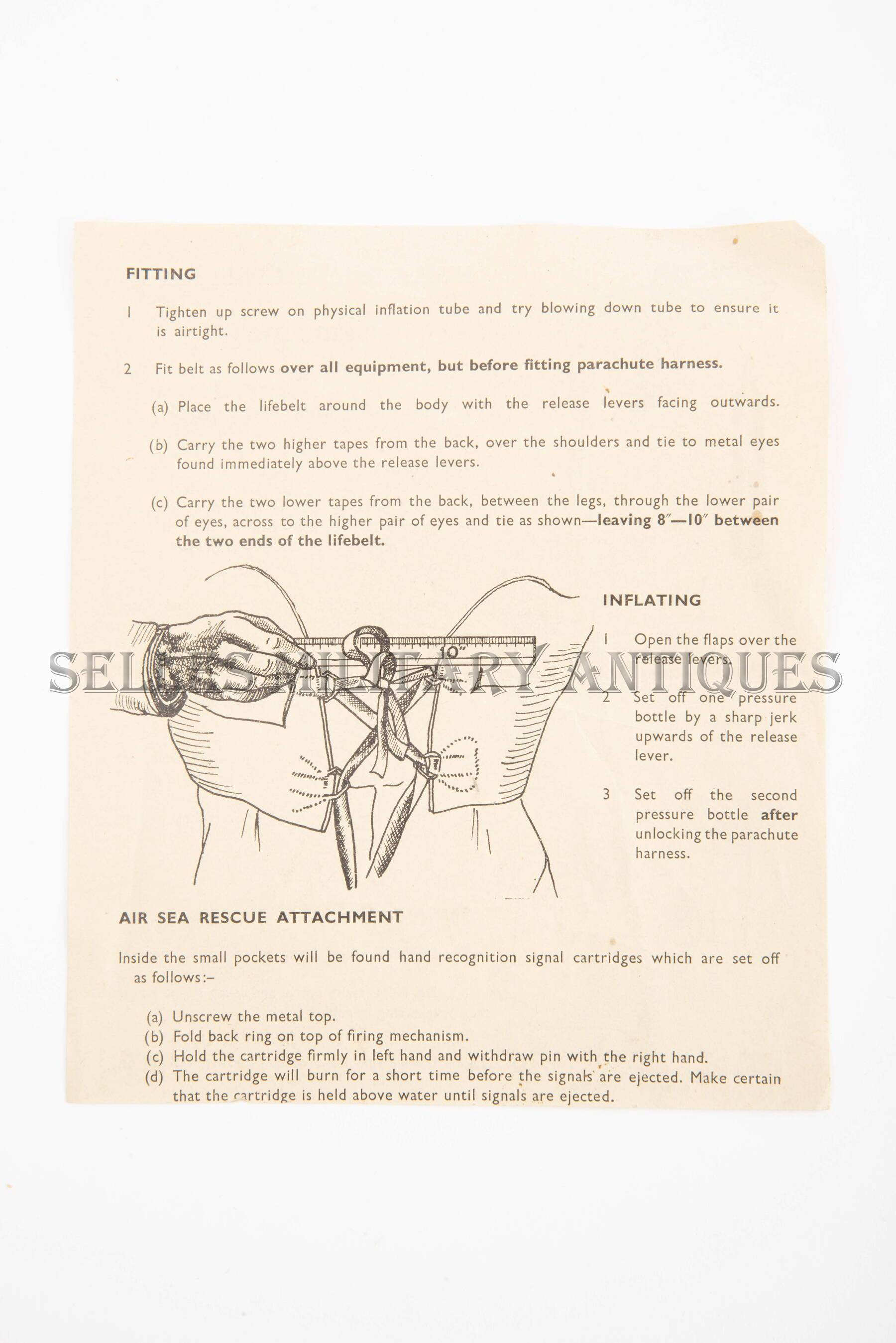 Tract instruction gilet sauvetage Mae West parachustiste Anglais (2)